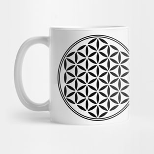 Flower Of Life Black and White Mug